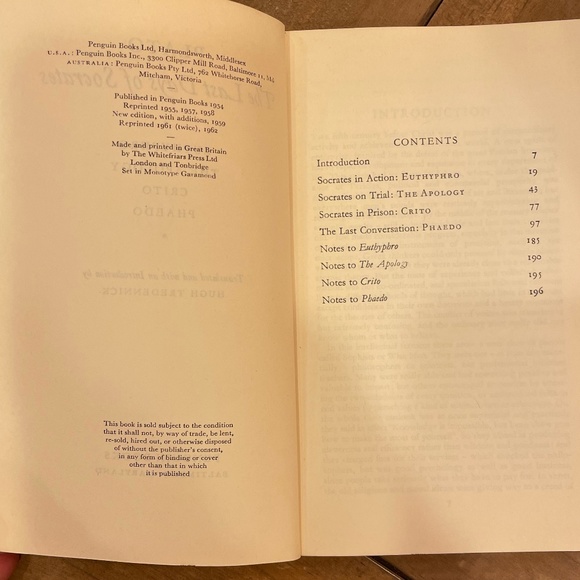 Book: PLATO The Last Days of Socrates. Translated by Hugh Tredennick - Picture 3 of 3